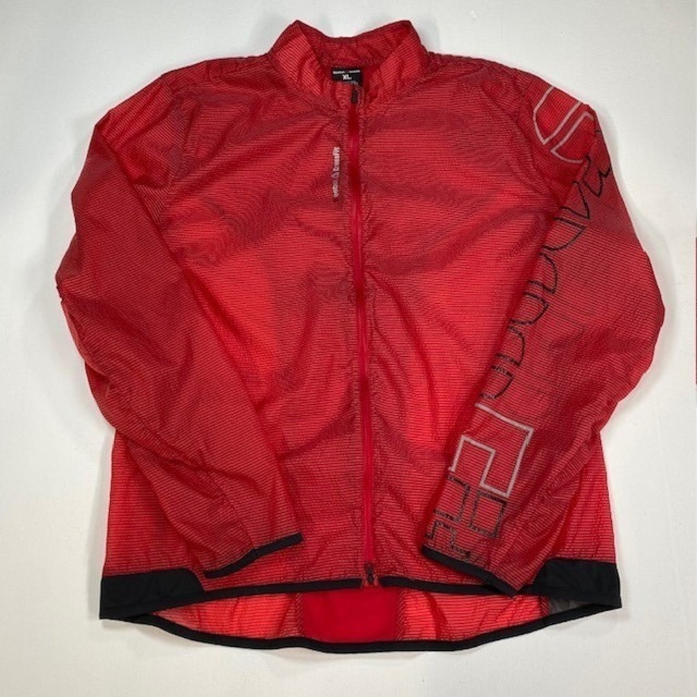 Reebok CrossFit Mens XL Red Striped Full Zip Windbreaker Jacket Z67105
